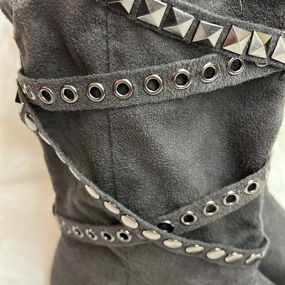 Soda Black Ankle Boots with Studded Straps - Picture 6 of 8